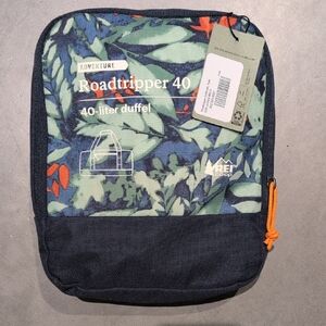 REI Roadtripper 40 Duffel Bag - Blue and Green Leaf Pattern